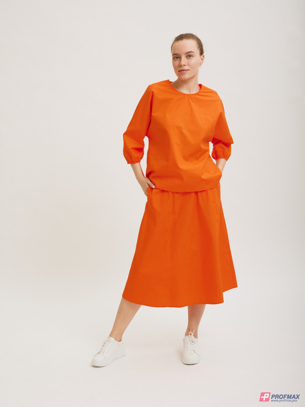 Оранжевая блузка Sevenext с круглым вырезом