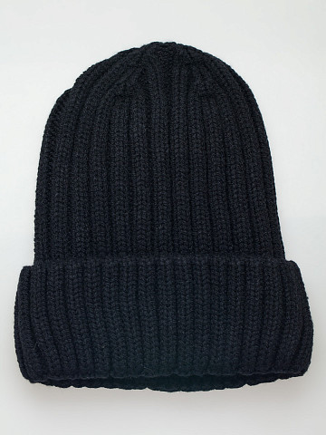 Чёрная шапка в рубчик с подкладкой Sevenext