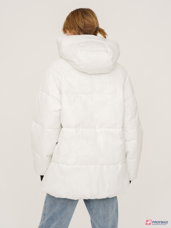 Белая утепленная куртка с капюшоном Sevenext