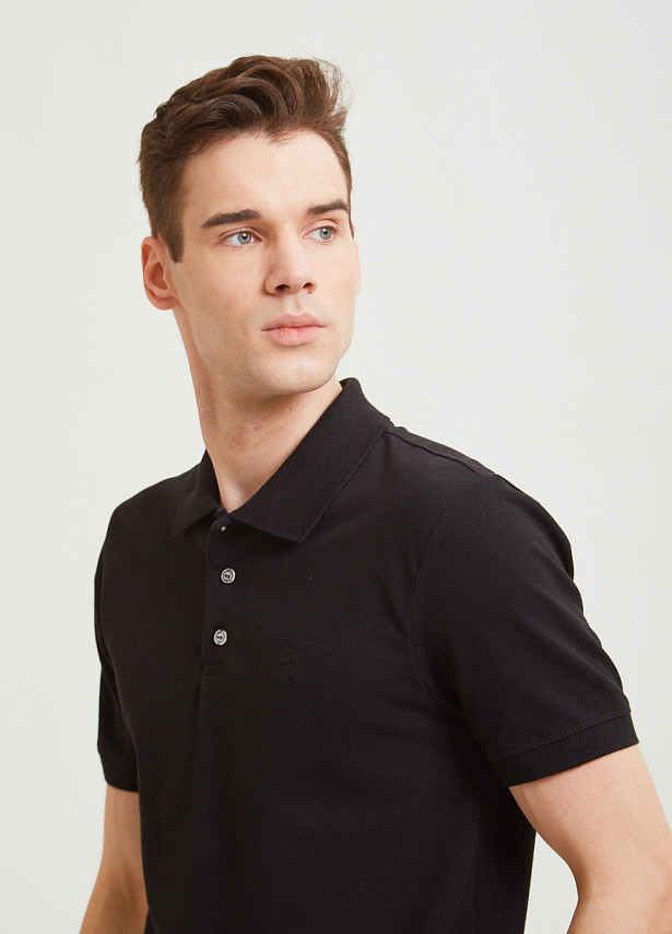 Чёрная базовая рубашка-поло Sevenext