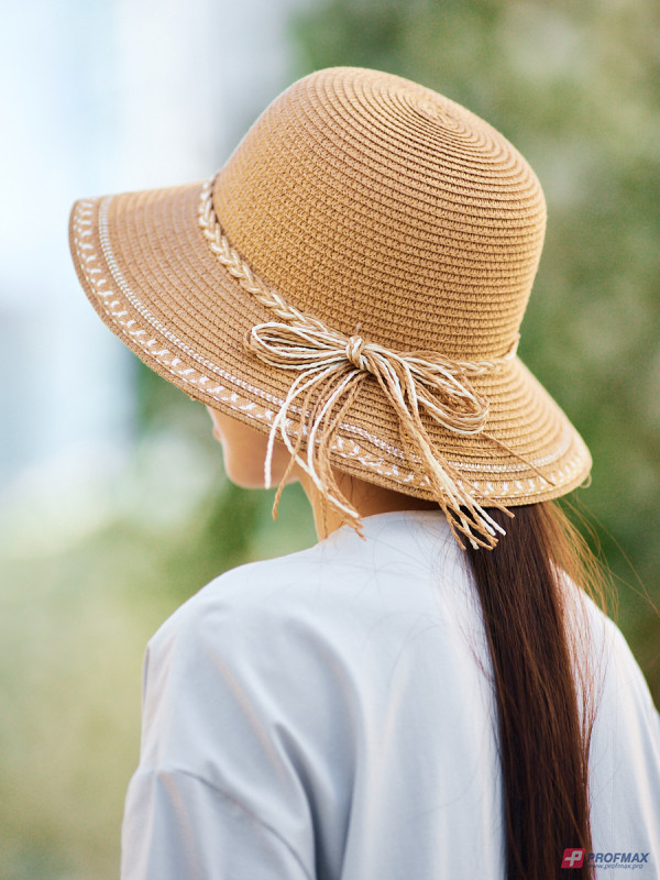 Плетёная женская шляпа Sevenext с тесьмой