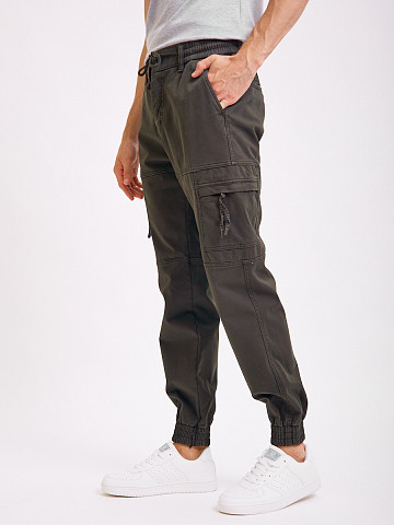 Утеплённые брюки-карго цвета хаки Sevenext