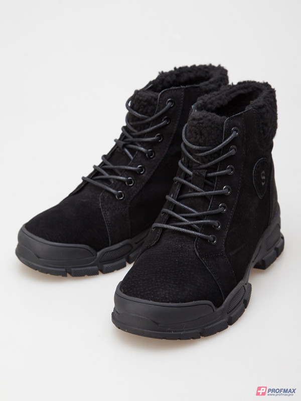 Чёрные зимние ботинки со шнуровкой Sevenext