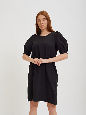 Чёрное платье с рукавами-фонариками Sevenext