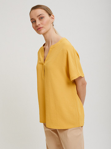 Горчичная блузка Sevenext с V-образным вырезом