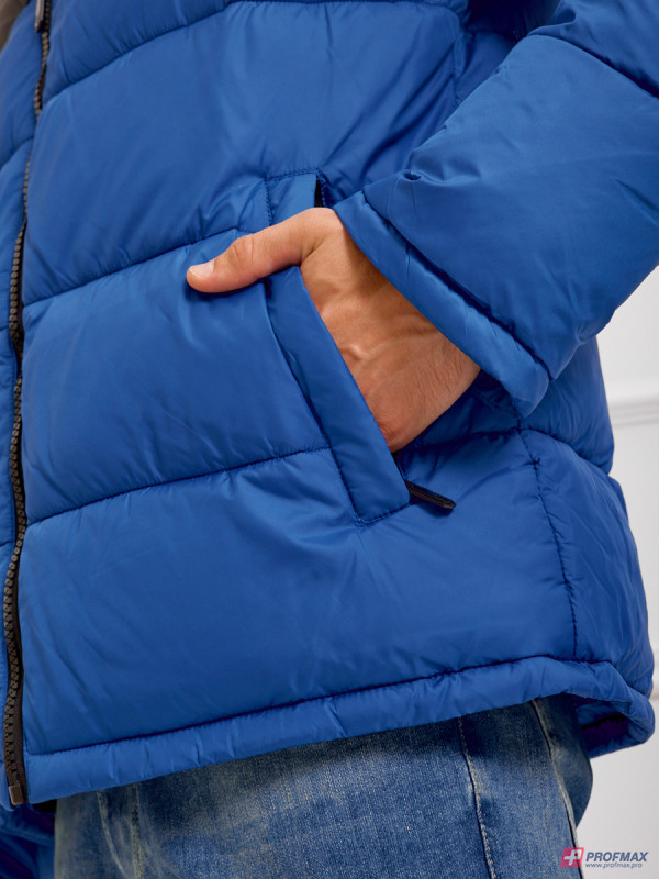 Синяя утеплённая куртка с капюшоном Sevenext