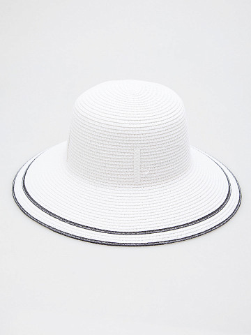 Белая широкополая шляпа Sevenext с контрастной каймой