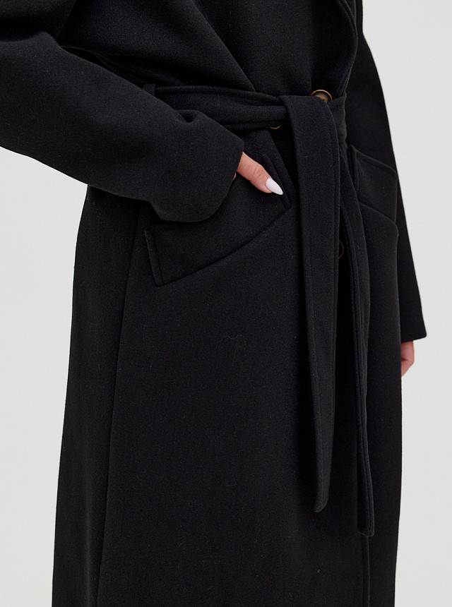 Пальто с поясом двубортное Sevenext
