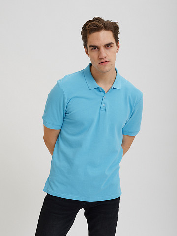Голубая базовая рубашка-поло Sevenext